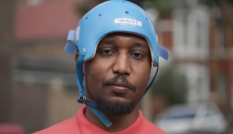 Brain injury victim Tharel on Channel 4 news